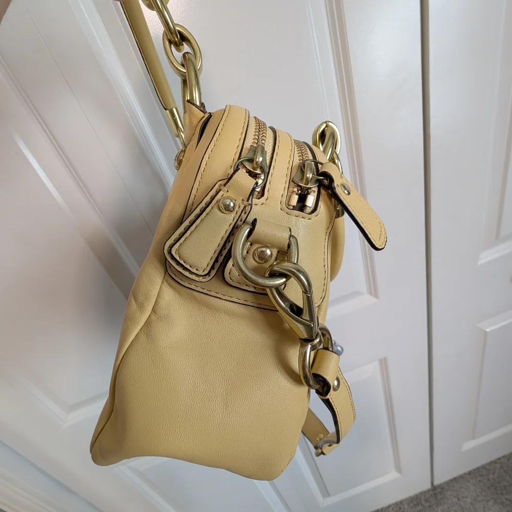 COACH Yellow Buttercup Leather Double Zipper Kristin Satchel Shoulder - Picture 10 of 16